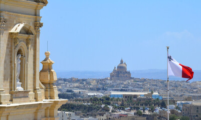 View of the Church of St. John the Baptist in Xewkija from the Cathedral of Our Lady of the Assumption in Gozo