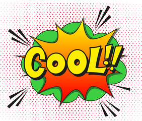 Comic lettering cool. Vector bright cartoon illustration in retro pop art style. Comic text sound effects. EPS 10.	