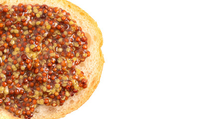 Fresh Whole Grain Mustard on a White Background