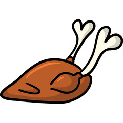 Thanksgiving appetizing fried turkey meal icon. Vector illustration