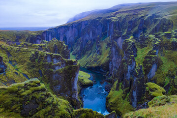 Fototapeta na wymiar Landscape of Fjaðrárgljúfur Canyon (Iceland)