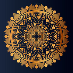 Luxury gold floral mandala arabesque pattern for print, poster, cover, brochure, flyer, Oriental style ornamental round lace ornament