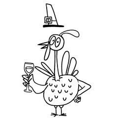Cartoon happy cute thanksgiving turkey bird. Vector illustration isolated. Design for Thanksgiving Day
