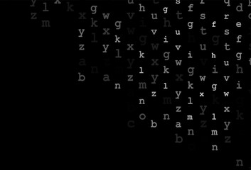 Dark silver, gray vector layout with latin alphabet.