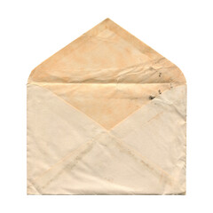 old vintage aged open paper envelope isolated on white