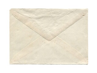 old vintage aged closed paper envelope isolated on white - obrazy, fototapety, plakaty