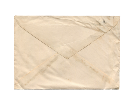 old vintage aged closed paper envelope isolated on white