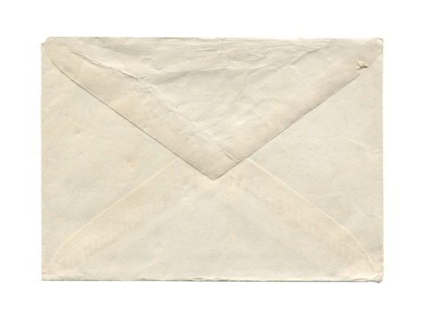 old vintage aged closed paper envelope isolated on white