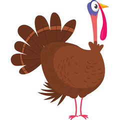 Cartoon happy cute thanksgiving turkey bird. Vector illustration isolated. Design for Thanksgiving Day