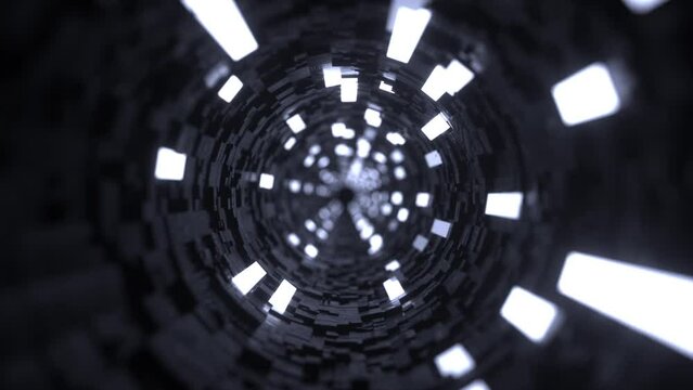 flying cross empty tunnel 3d rendered