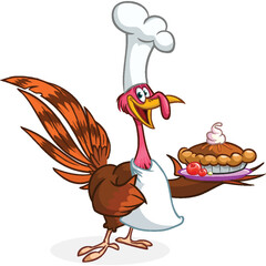 Cartoon happy cute thanksgiving turkey bird. Vector illustration isolated. Design for Thanksgiving Day