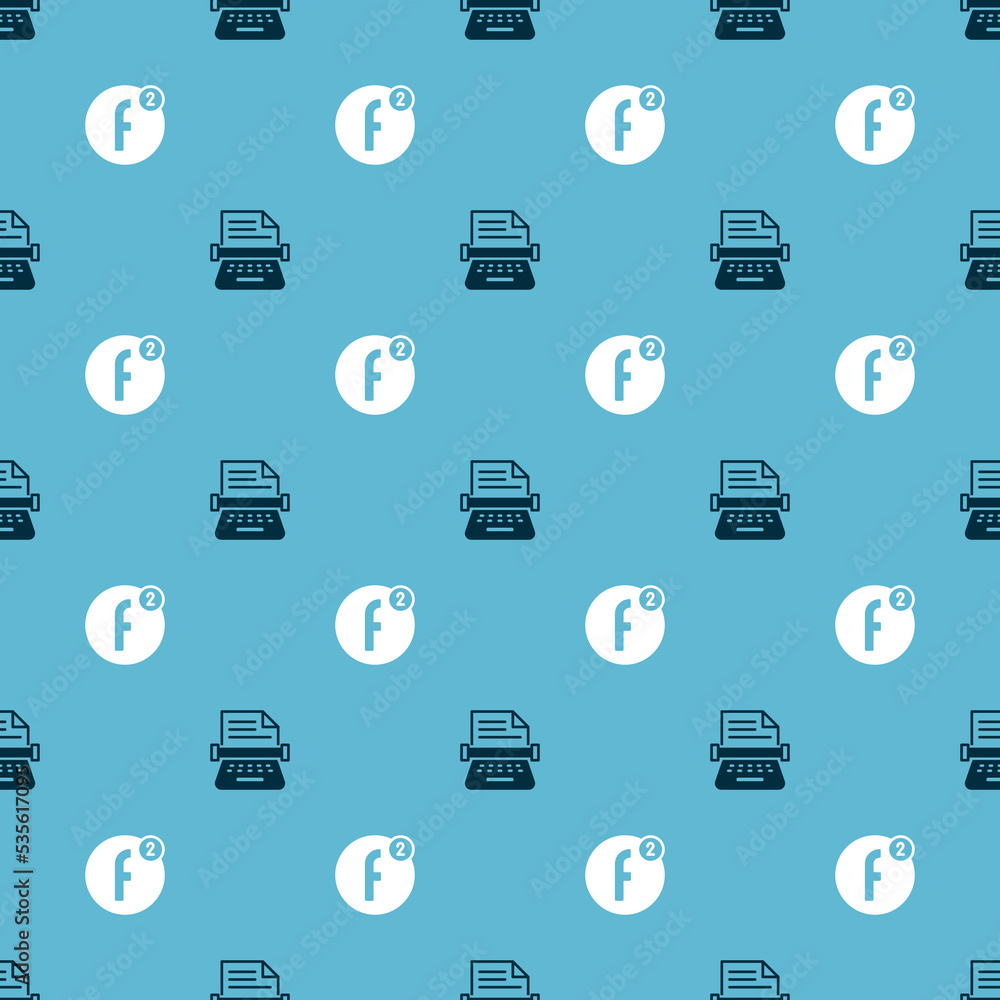 Poster set retro typewriter and create account on seamless pattern. vector