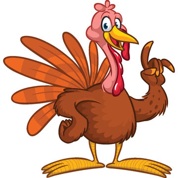 Cartoon happy cute thanksgiving turkey bird. Vector illustration isolated. Design for Thanksgiving Day