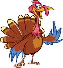 Cartoon happy cute thanksgiving turkey bird. Vector illustration isolated. Design for Thanksgiving Day