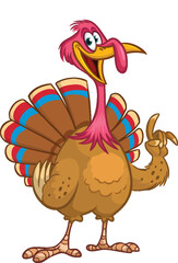 Cartoon happy cute thanksgiving turkey bird. Vector illustration isolated. Design for Thanksgiving Day
