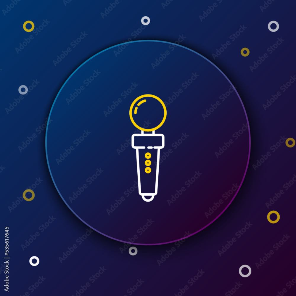 Poster line joystick for arcade machine icon isolated on blue background. joystick gamepad. colorful outlin