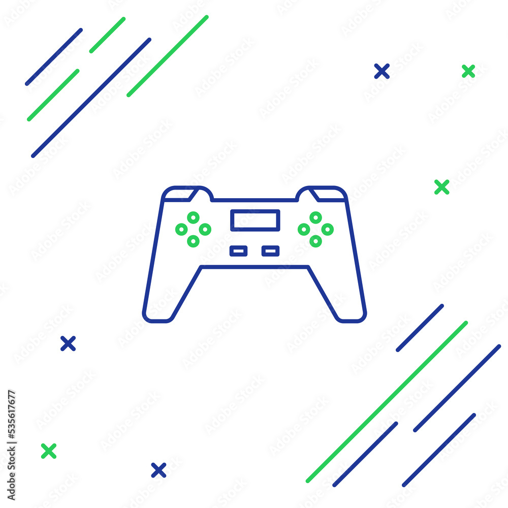 Poster line gamepad icon isolated on white background. game controller. colorful outline concept. vector