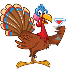 Cartoon happy cute thanksgiving turkey bird. Vector illustration isolated. Design for Thanksgiving Day