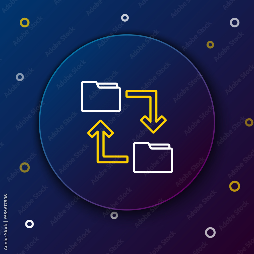 Poster line cloud storage text document folder icon isolated on blue background. colorful outline concept. 