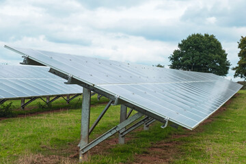Solar panels on farmland in East Devon in UK