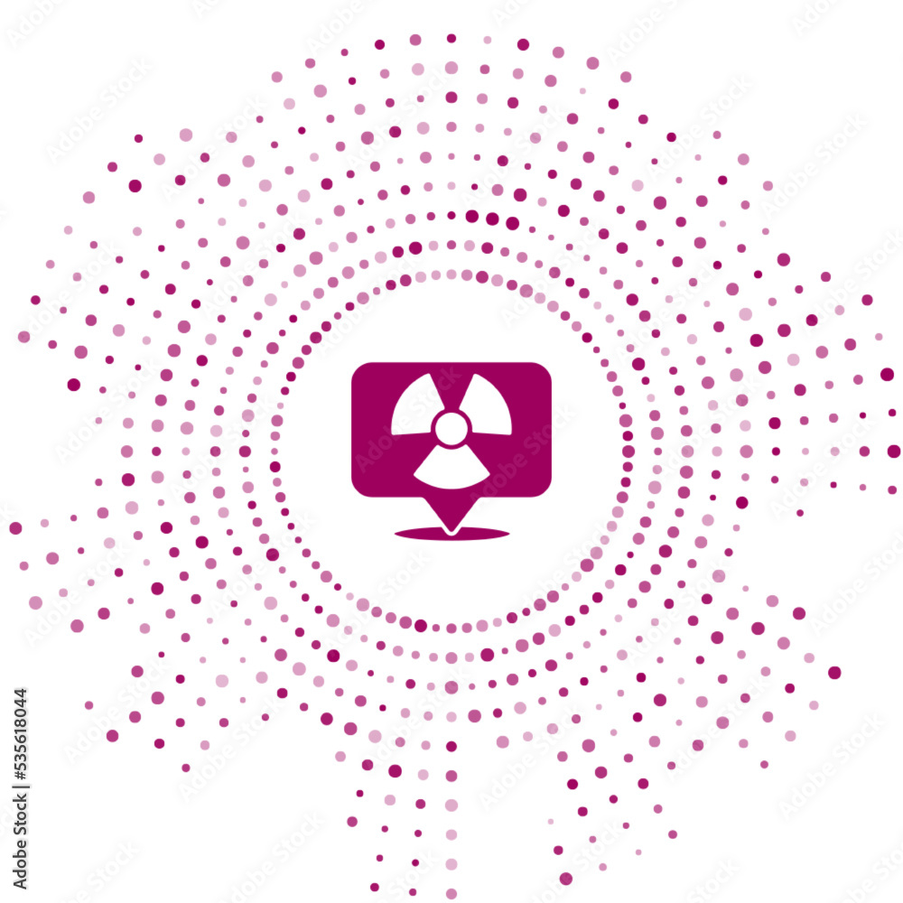 Poster purple radioactive in location icon isolated on white background. radioactive toxic symbol. radiatio