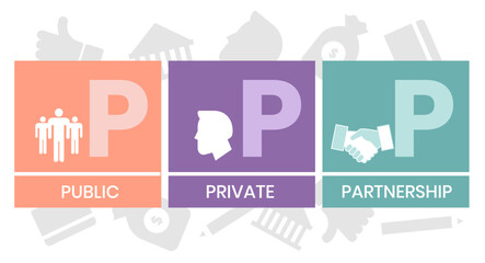 PPP - Public-private partnership acronym. business concept background. vector illustration concept with keywords and icons. lettering illustration with icons for web banner, flyer, landing page