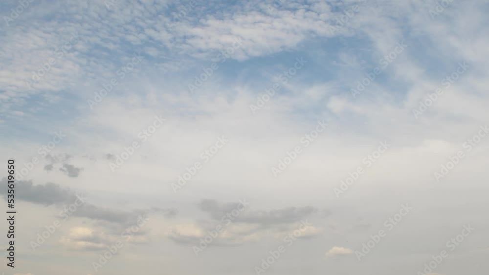 Wall mural timelapse with blue sky with clouds. clouds located in two layers at different heights move in diffe