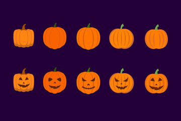 set of halloween pumpkins