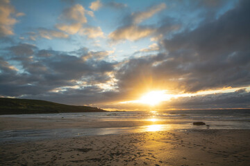 St Ives beach during sunset 