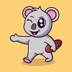 Cute koala playing football cartoon vector icon illustration sport activities