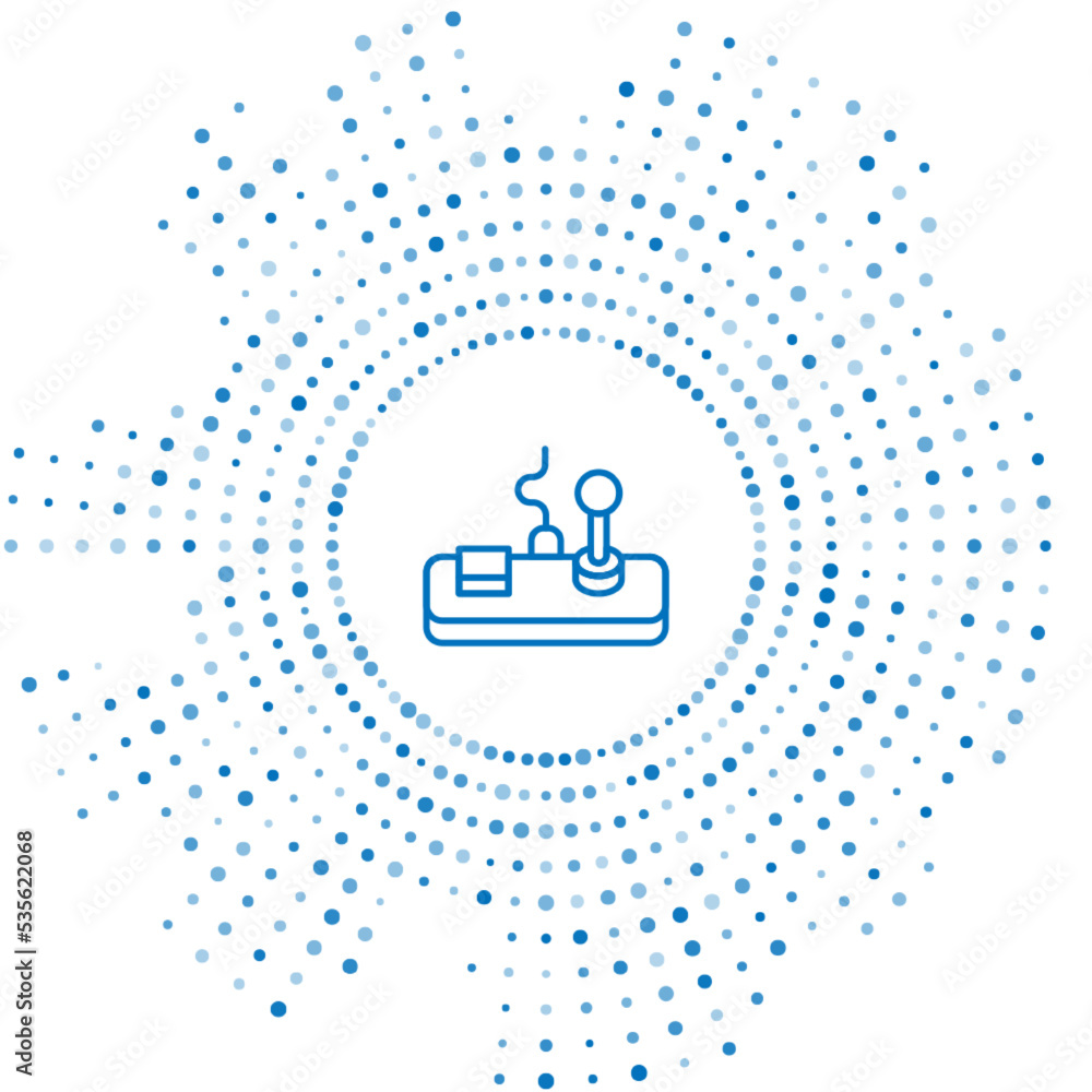 Poster blue line gamepad icon isolated on white background. game controller. abstract circle random dots. v