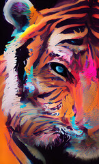 Beutiful Colorful Tiger Face Background Art