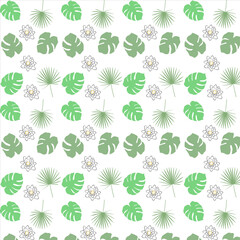 Pattern of green tropical leaves and lotus.