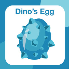 Dino egg flashcard for kids. Introduction card to ancient animal. Dinosaur’s egg flashcard for children. Cute flashcard for children. Ready to print. Printable game card. Educational card for toddler