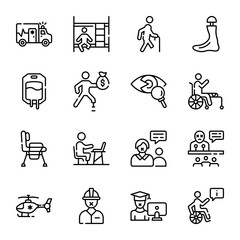 Set of Handicapped Outline Icons 

