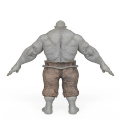 ogre beasty in a pose rear view
