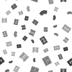 Set Sofa, Wardrobe, and Furniture nightstand on seamless pattern. Vector