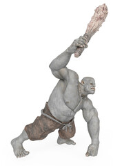 ogre beasty is attacking and holding a club in cool view
