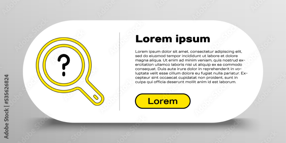 Poster line unknown search icon isolated on white background. magnifying glass and question mark. colorful 