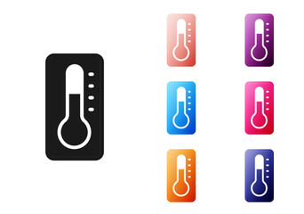Black Medical thermometer for medical examination icon isolated on white background. Set icons colorful. Vector