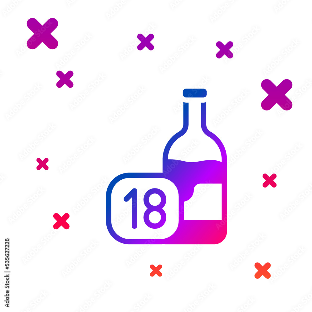 Poster color wine bottle icon isolated on white background. age limit for alcohol. gradient random dynamic 