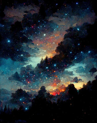 Fototapeta na wymiar Abstract stars night background, nebula, illustration