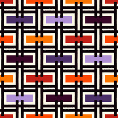 Paint brush geometrical ornament. Hand drawn seamless pattern. Abstract backdrop. Trendy wallpaper. Geometric background. Ethnic motif. Mosaic ornate. Digital paper. Textile print.