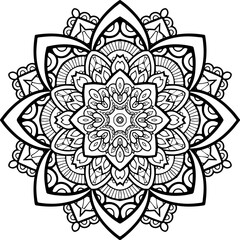 Ready to Print SVG Mandala for Coloring Doodle Flowers Pattern Floral Relaxing Art Ready made Sketch Mandala Graphics flower pattern vector floral rose illustration nature art decoration