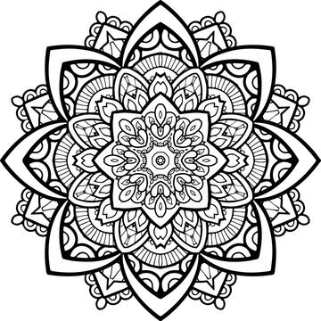 Ready to Print SVG Mandala for Coloring Doodle Flowers Pattern Floral Relaxing Art Ready made Sketch Mandala Graphics flower pattern vector floral rose illustration nature art decoration