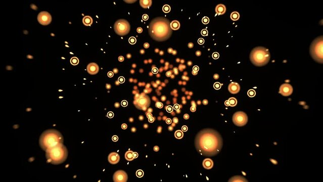 golden light faculas flying in black sky 3d rendered