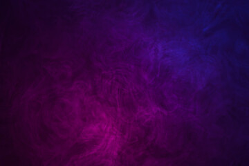 Abstract 3d blue with pink colors fog or swirling smoke on dark background. Magic light effect with vapor and gas. 3d rendering illustration.
