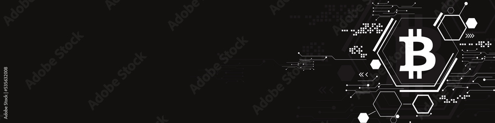 Poster abstract bitcoin blockchain digital background