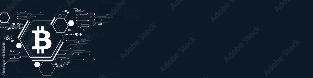 Poster abstract bitcoin blockchain digital background