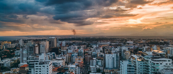 sunset over the city